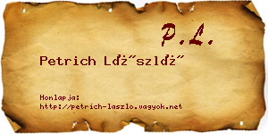 Petrich László névjegykártya